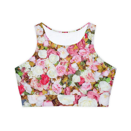 Pink Flowers - Inovax Padded Sports Bra