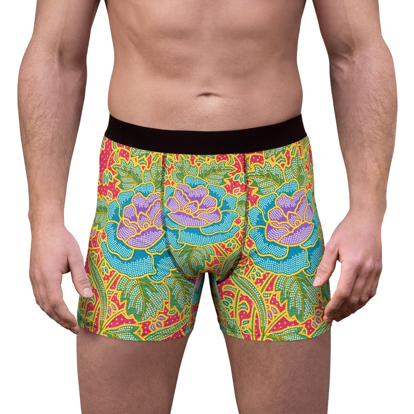 Green and red flowers - Inovax Men's Boxer Briefs