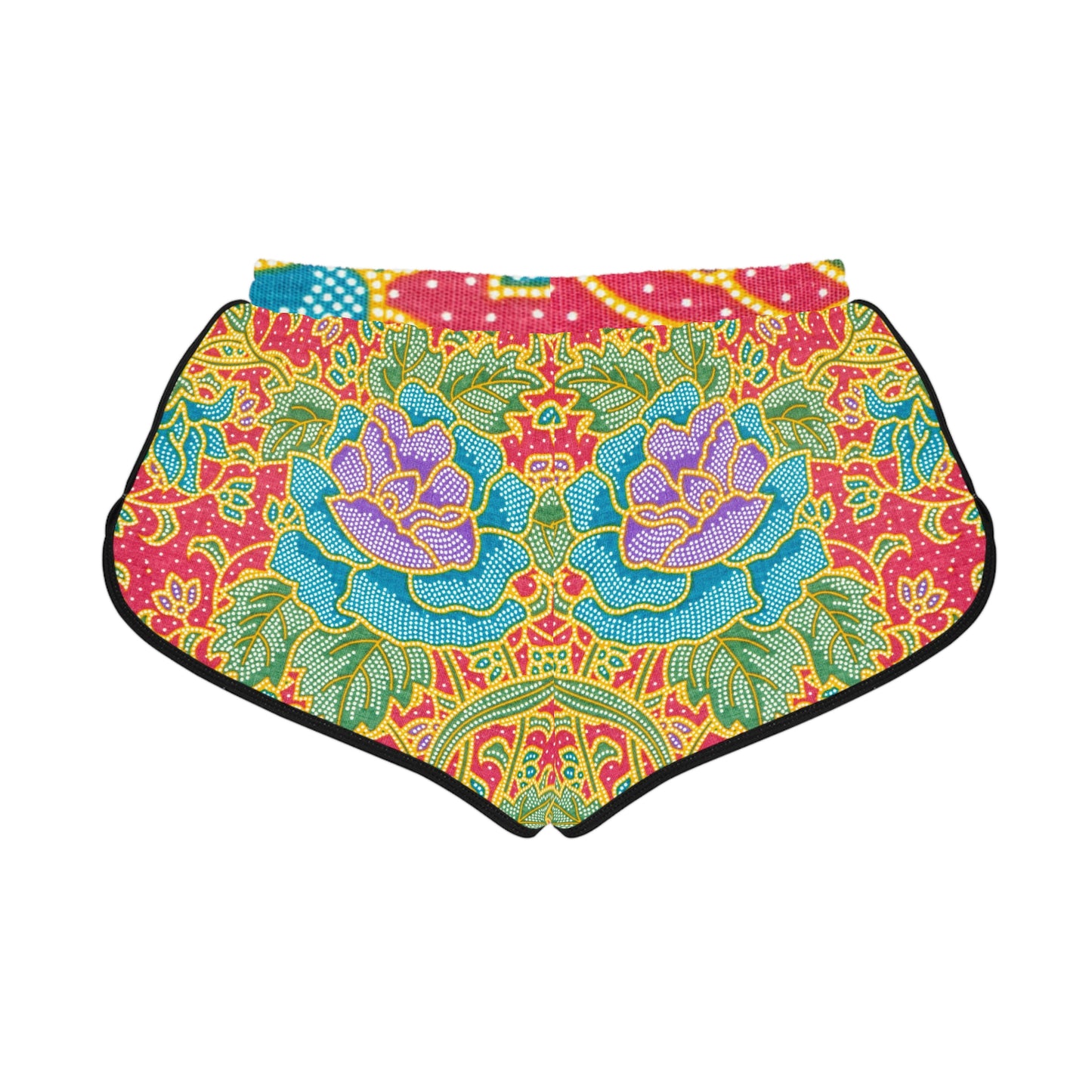 Flores verdes y rojas - Shorts Relaxed Mujer Inovax