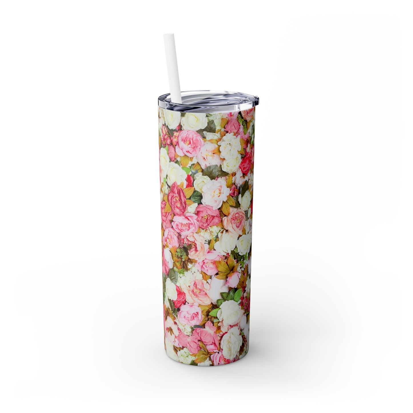 Flores rosas - Vaso delgado con pajita Inovax Maars® de 20 oz