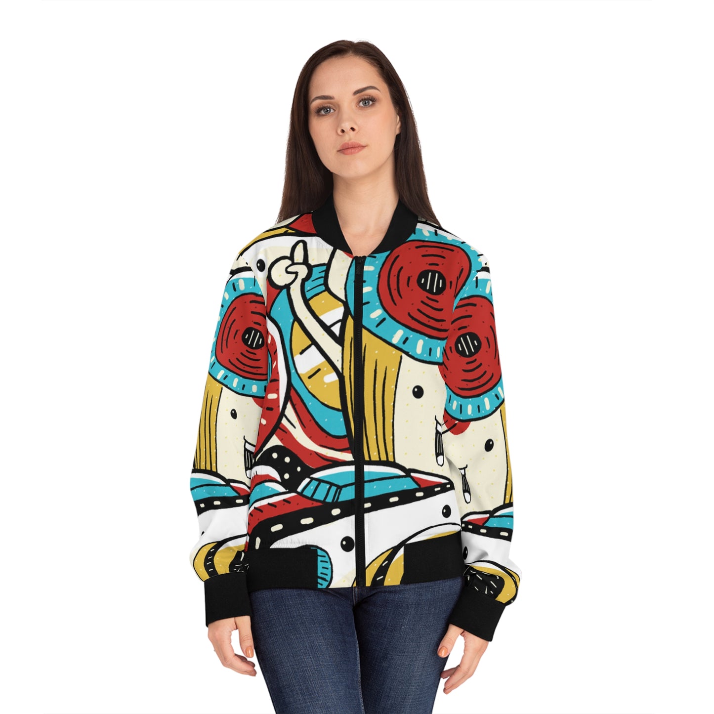 Doodle Photo Snap - Chaqueta bomber para mujer Inovax