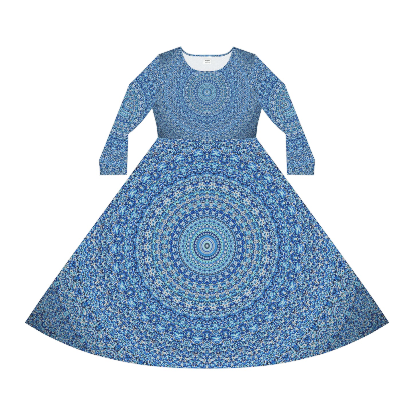 Blue Mandala - Inovax Women's Long Sleeve Dance Dress