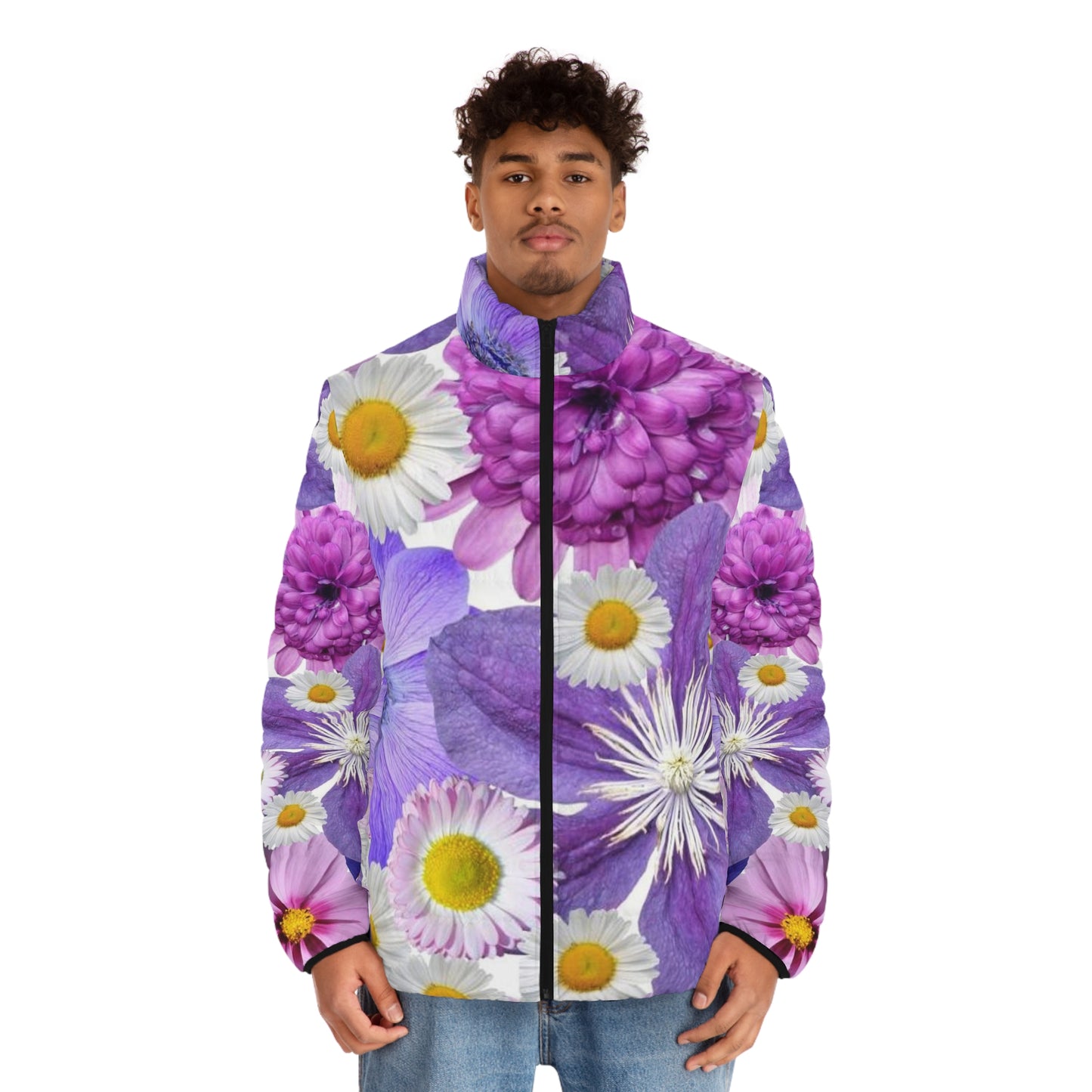 Purple Flowers - Men's Puffer Jacket