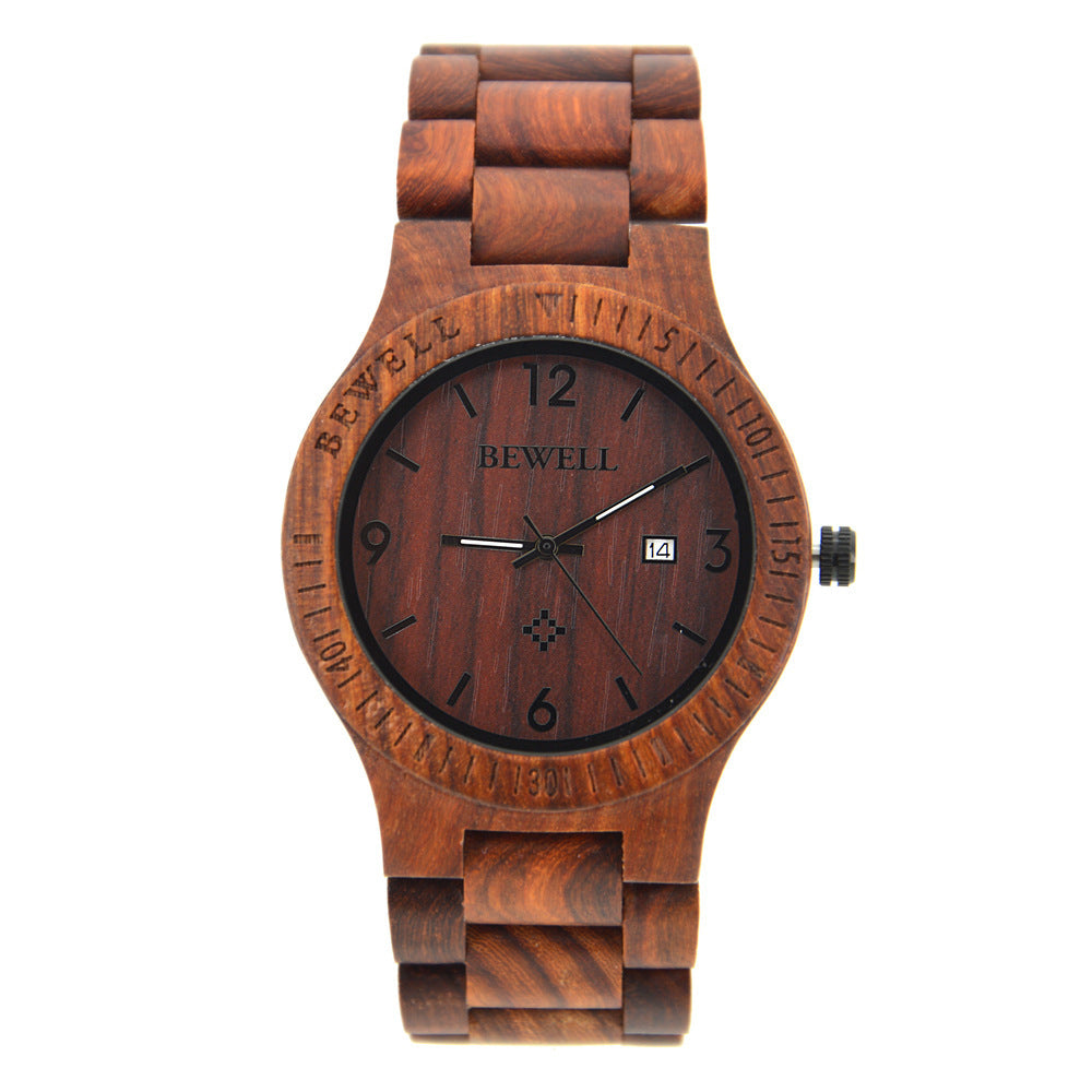 Reloj de madera de sándalo.