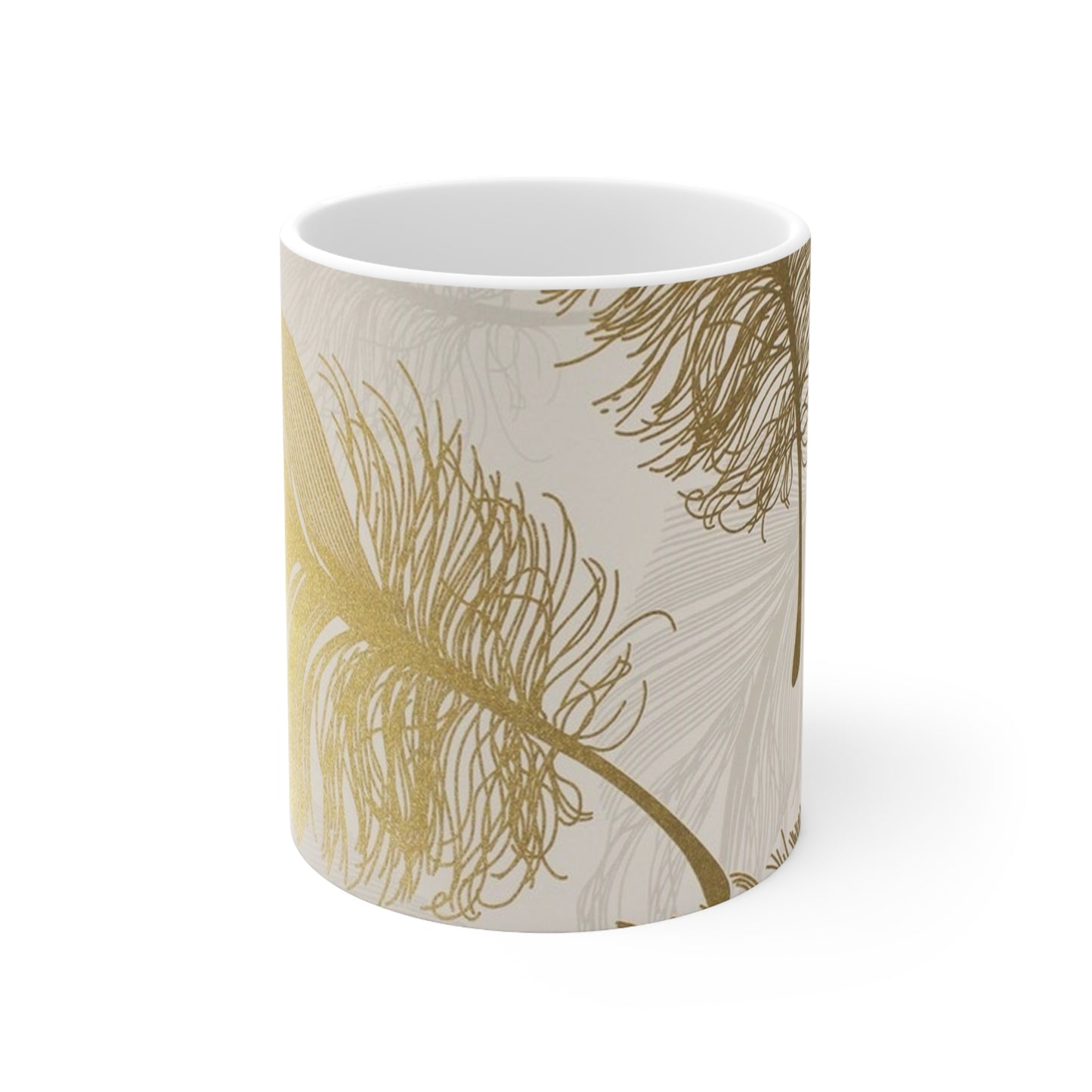 Plumes dorées - Tasse en céramique Inovax 11oz