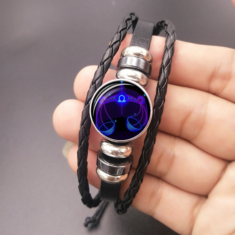 Pulsera de constelación del zodiaco Pulsera de diseño trenzado para hombres, mujeres y niños