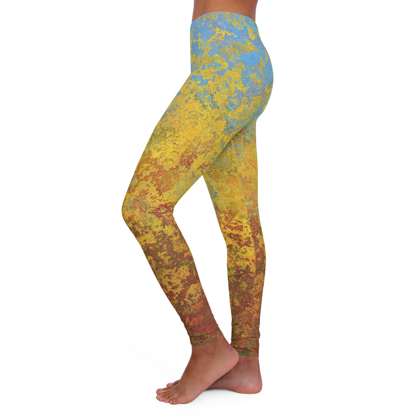 Manchas doradas y azules - Leggings de spandex para mujer Inovax