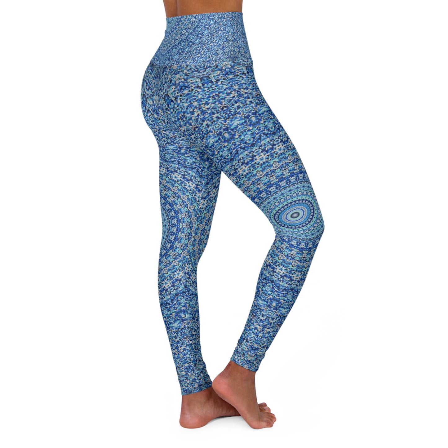 Mandala azul - Leggings de yoga de cintura alta Inovax