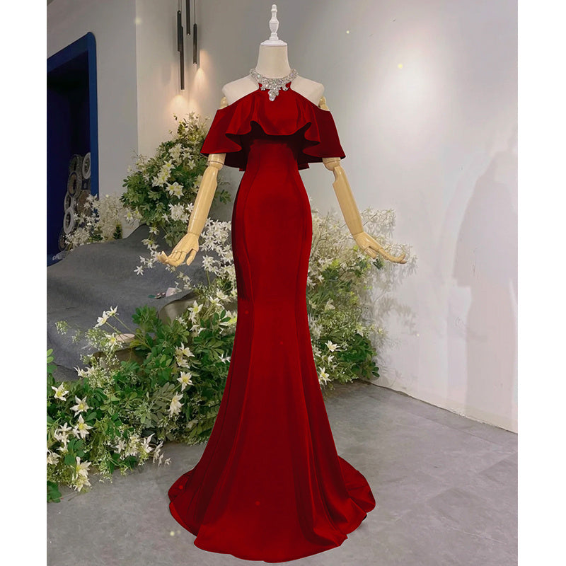 Robe de mariée sirène rouge vin pour femme Toast Clothing