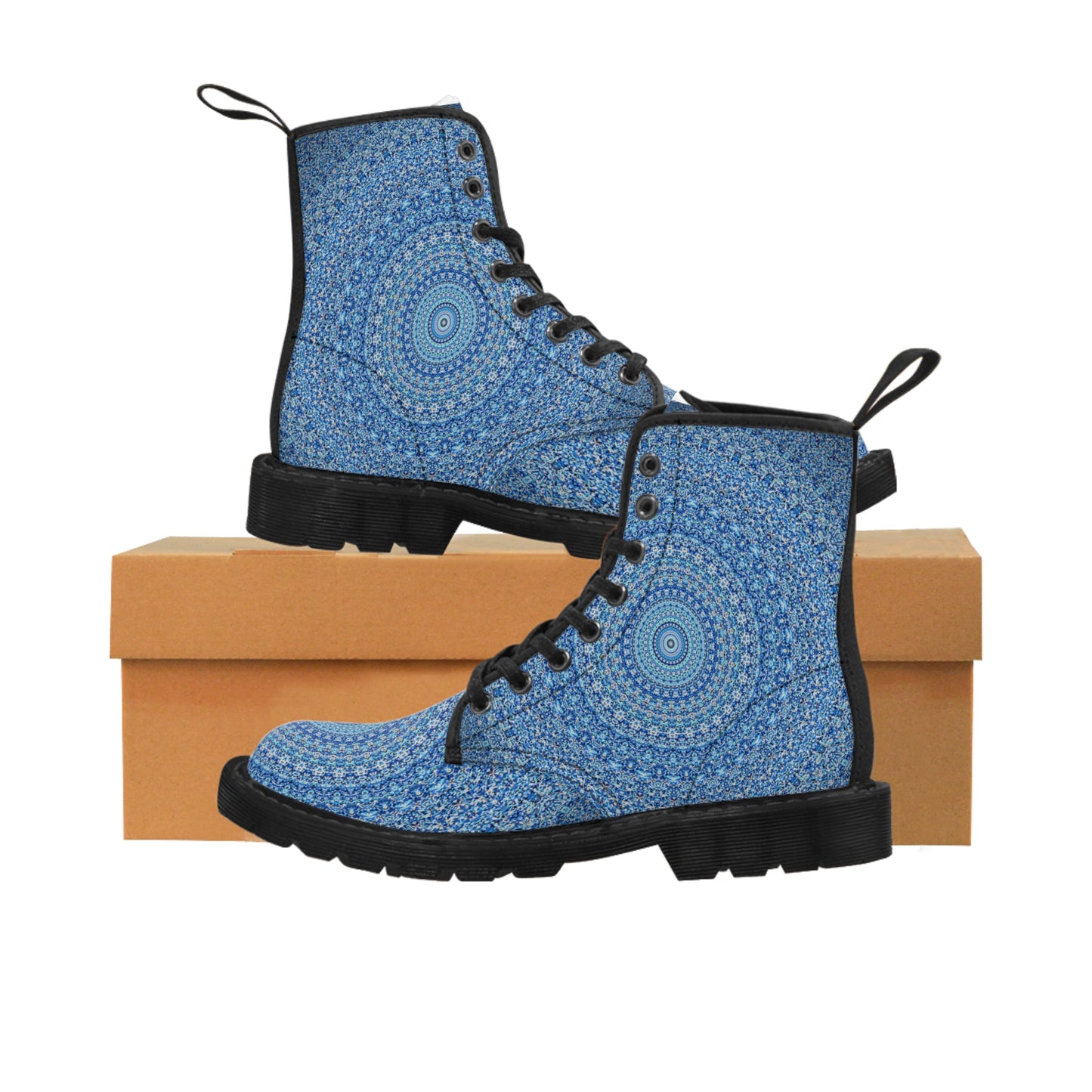 Mandala Bleu - Bottines en Toile pour Femme Inovax