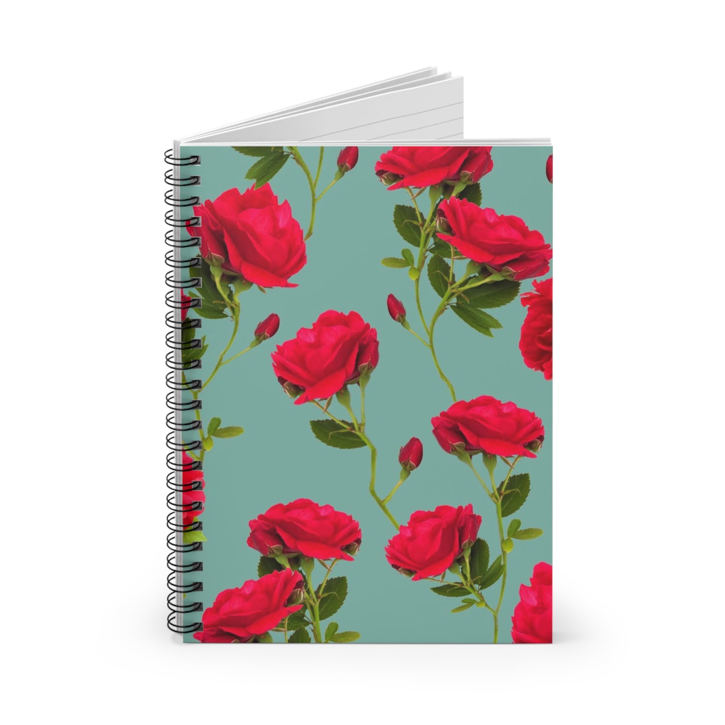 Flores Rojas y Azul - Cuaderno Espiral Inovax (Línea Reglada)