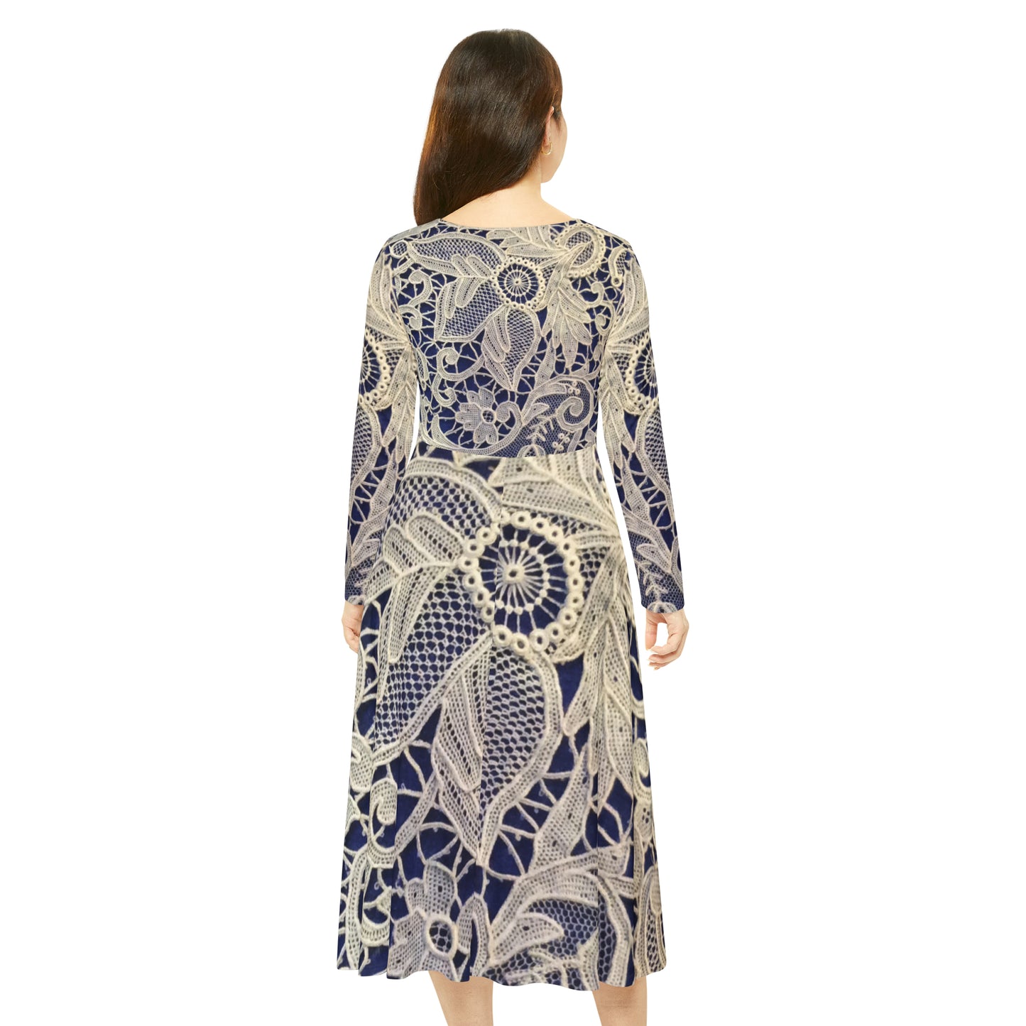 Golden and Blue - Inovax Women's Long Sleeve Dance Dress