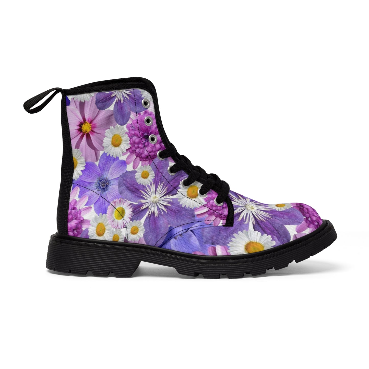 Fleurs violettes - Bottes en toile pour femme Inovax