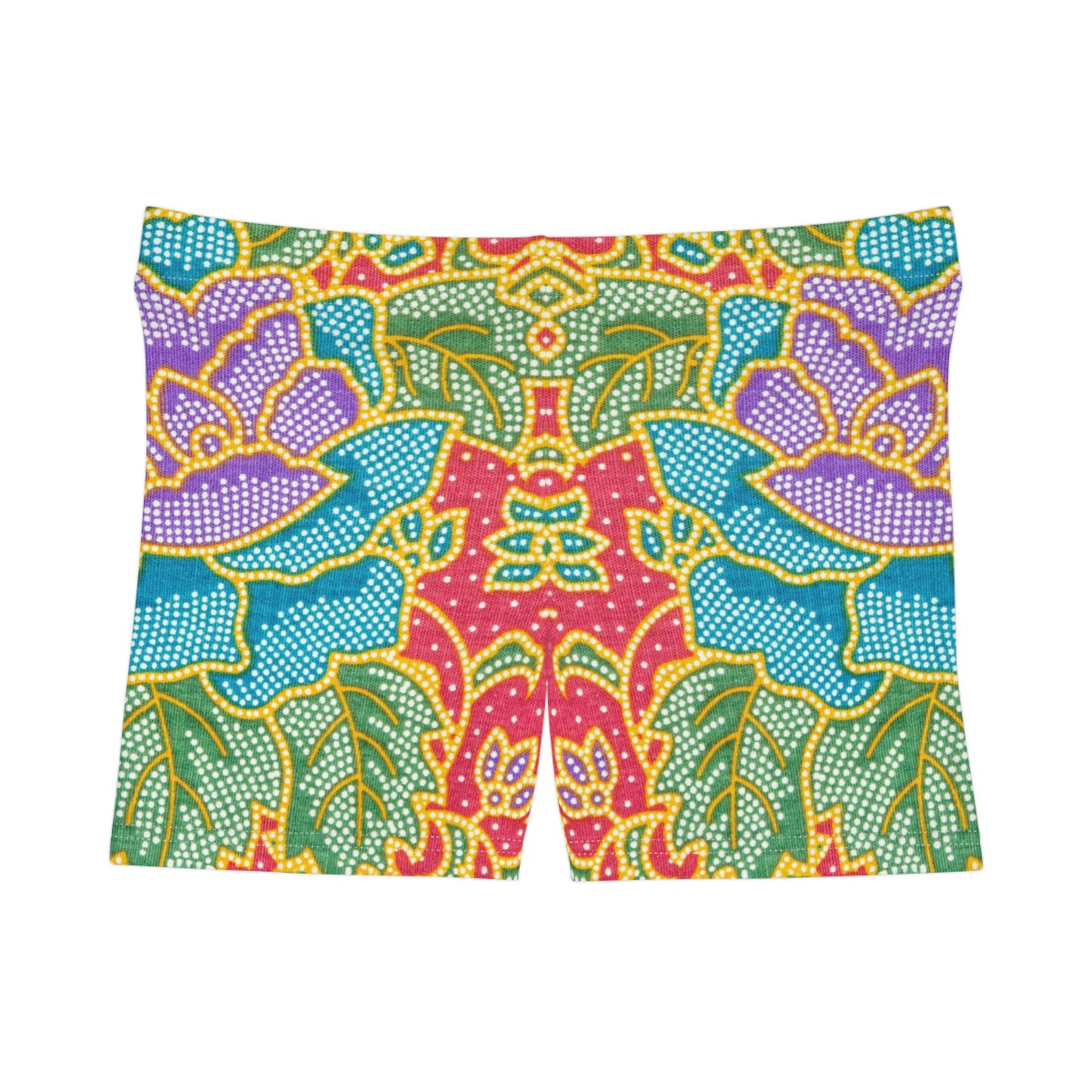 Flores verdes y rojas - Shorts de mujer Inovax