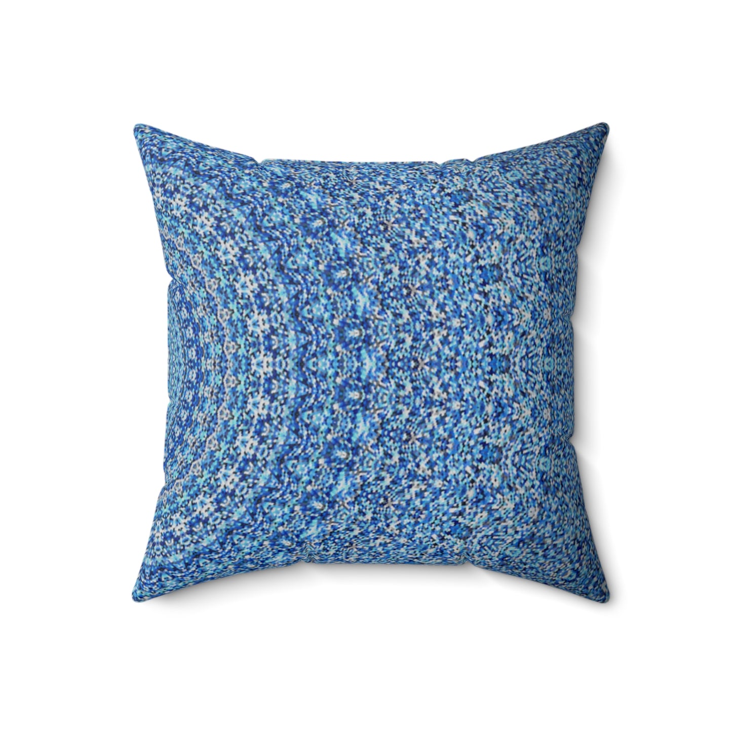 Mandala azul - Almohada cuadrada de poliéster hilado Inovax