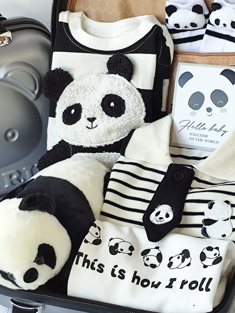 Coffret cadeau pour bébé Panda Ensemble de vêtements en pur coton quatre saisons