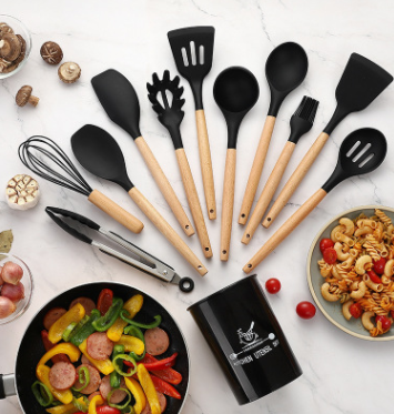 Ustensiles de cuisine en Silicone, ensemble d'ustensiles de cuisine résistants à la chaleur, ustensiles de cuisine antiadhésifs, outils de cuisson