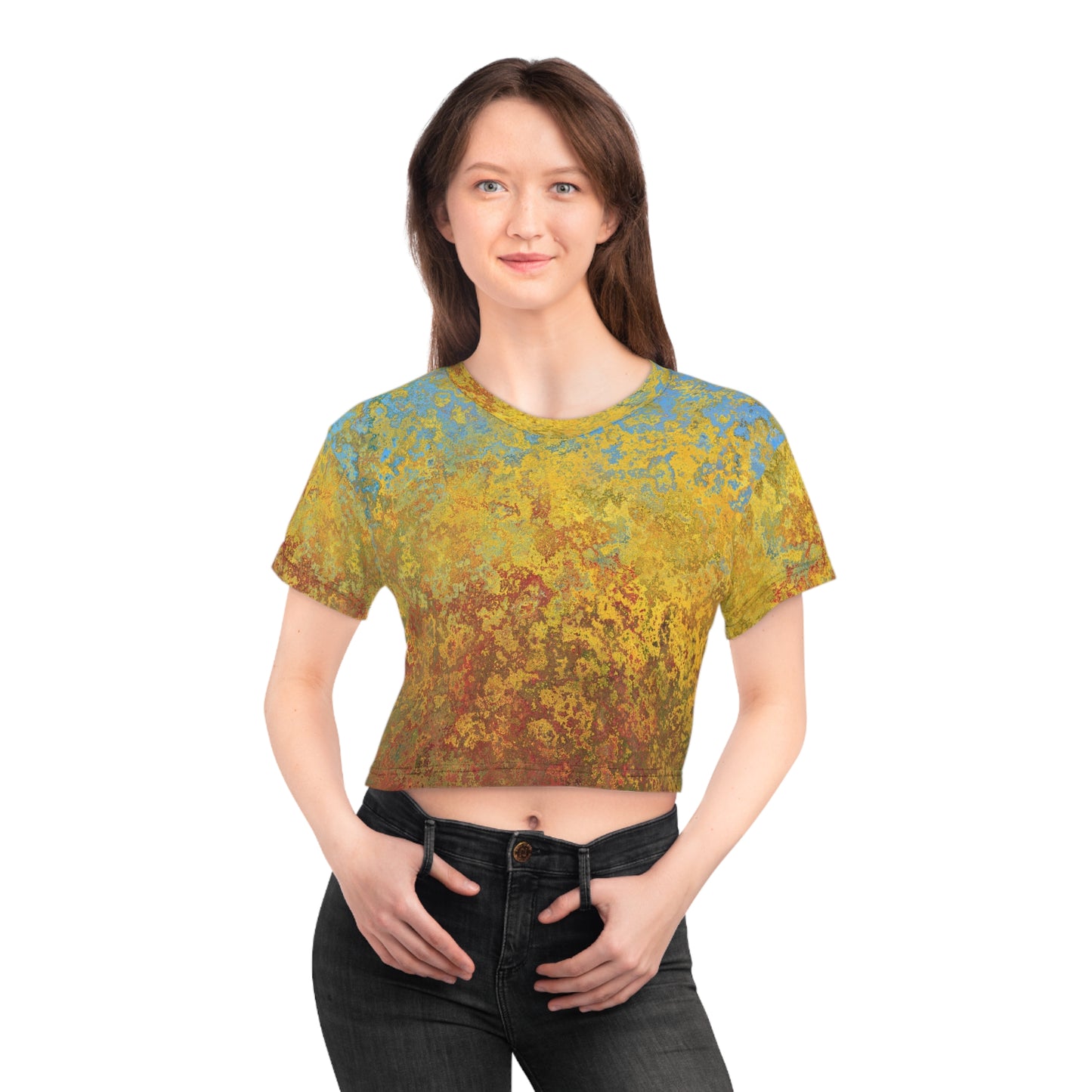 Taches dorées et bleues - Inovax Crop Tee