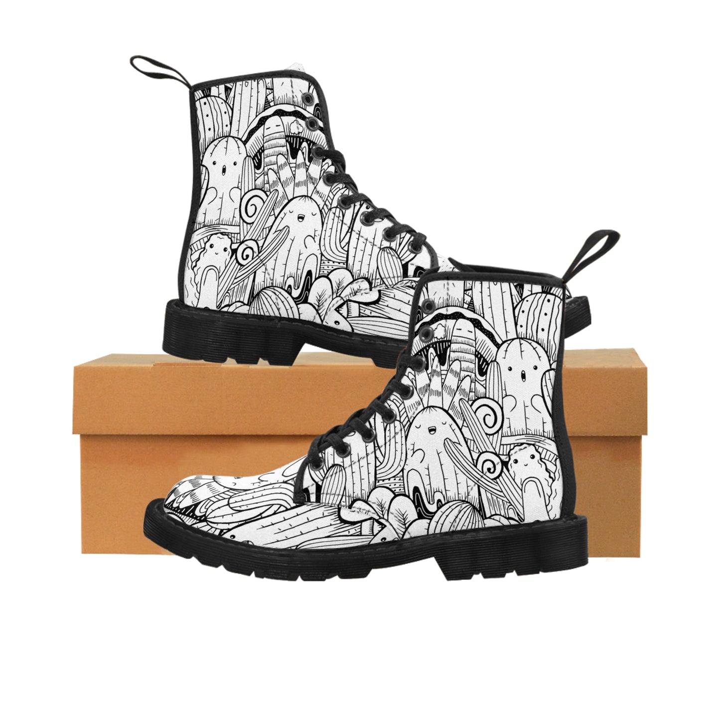 Doodle Cactus - Inovax Woman's Canvas Boots