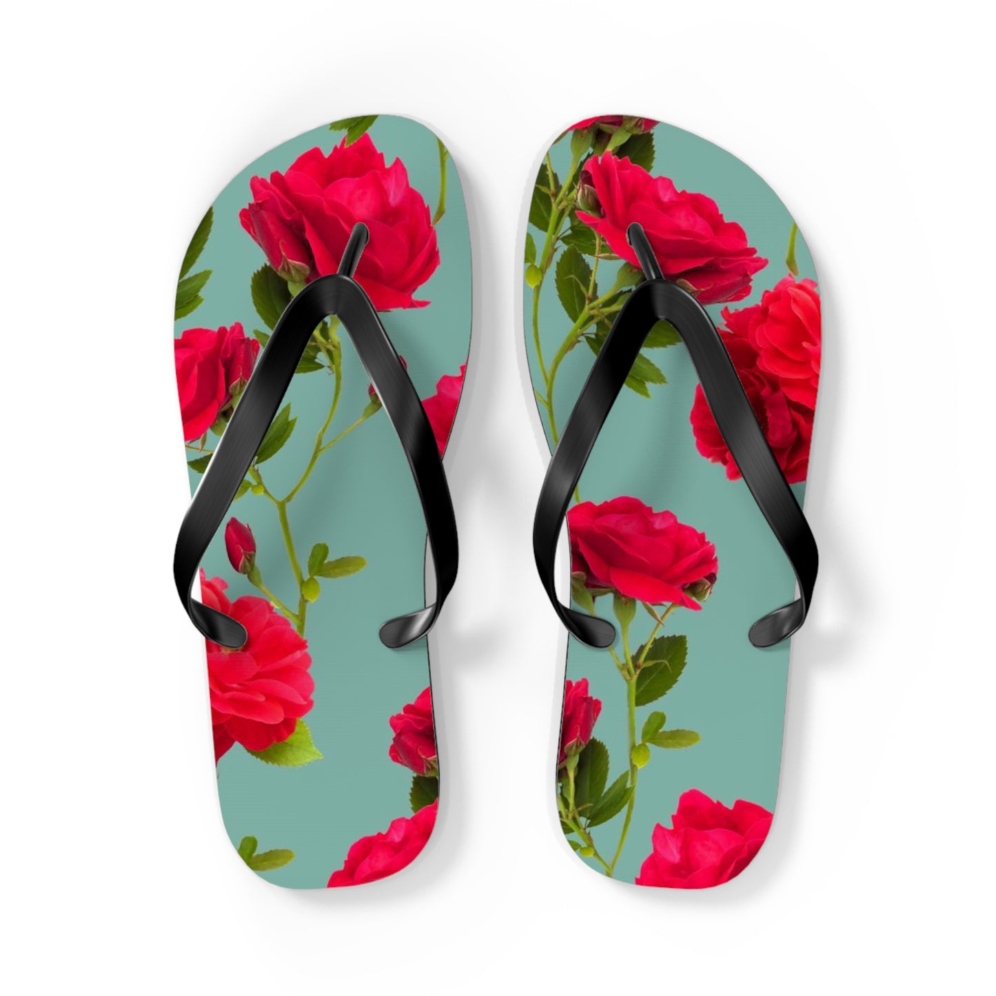 Red Flowers and blue - Inovax Flip Flops