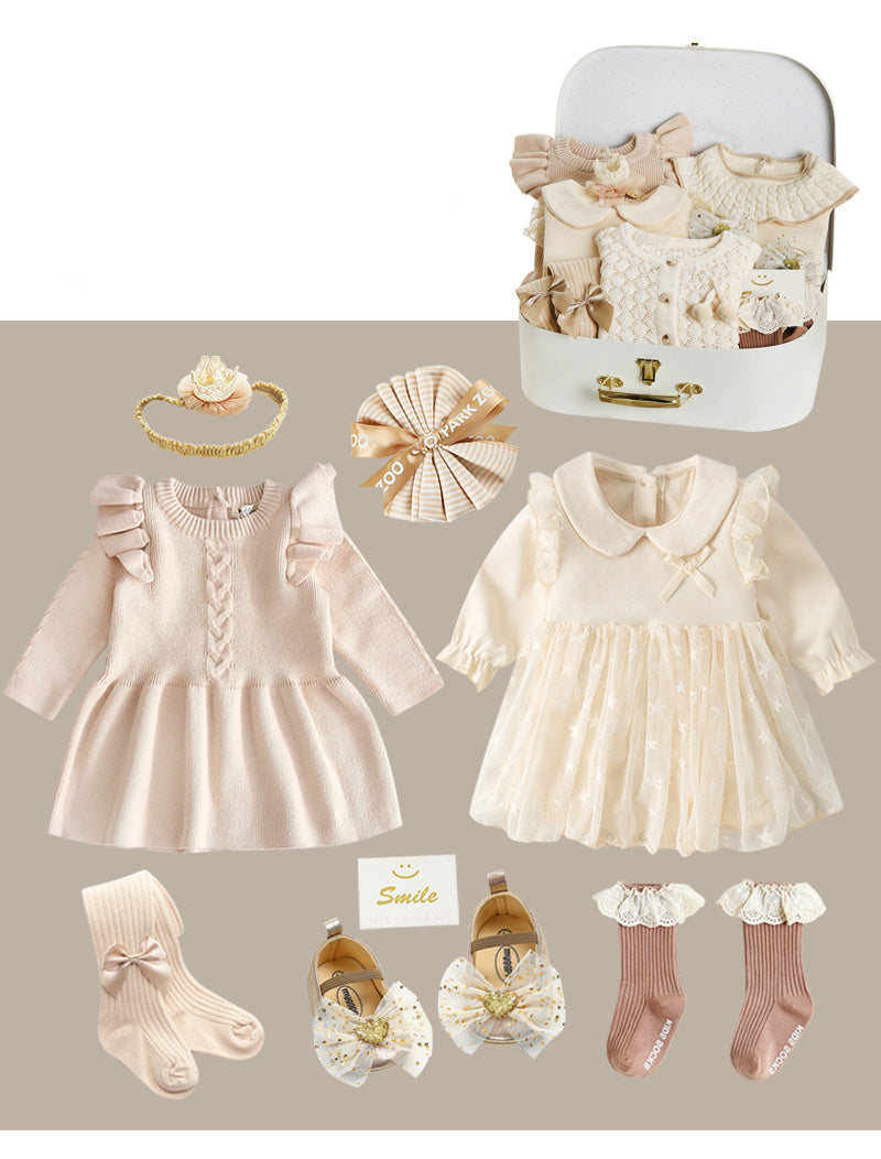 Coffret cadeau nouveau-né costume printemps et été fille bébé cadeau pleine lune