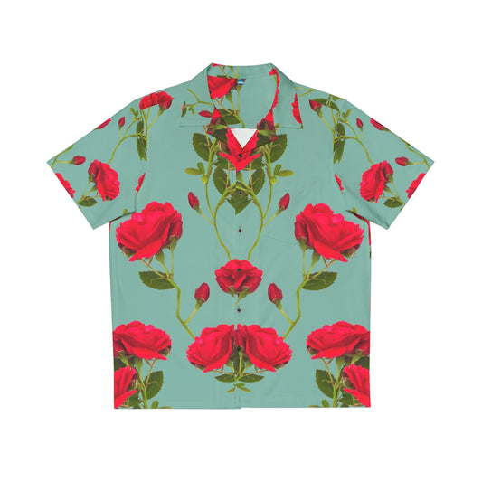 Fleurs rouges et bleues - Chemise Hawaïenne Homme Inovax