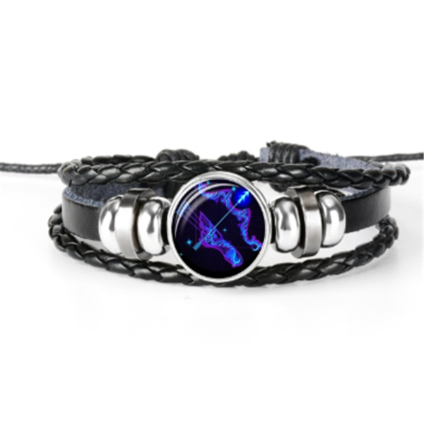 Pulsera de constelación del zodiaco Pulsera de diseño trenzado para hombres, mujeres y niños