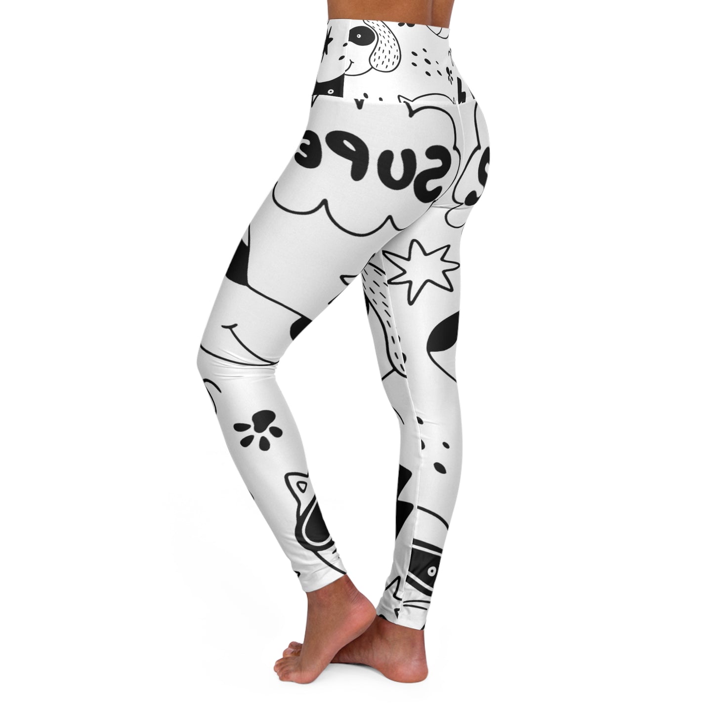 Doodle Dogs & Cats - Inovax High Waisted Yoga Leggings