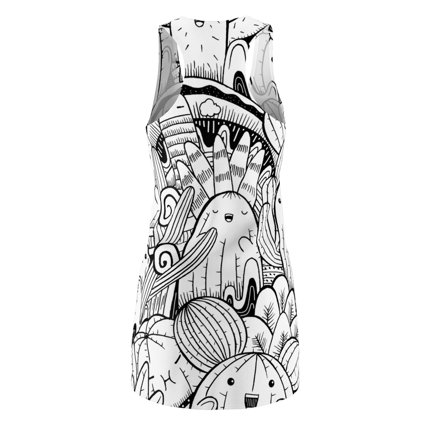 Doodle Cactus - Inovax Women's Cut & Sew Racerback Dress