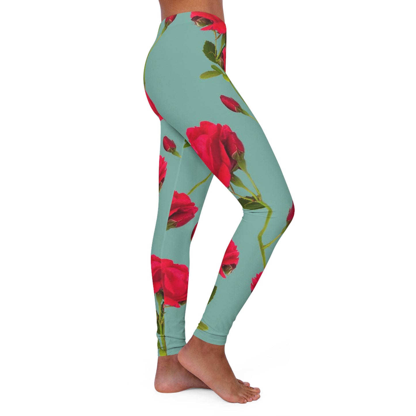 Flores rojas y azules - Leggings de spandex para mujer Inovax