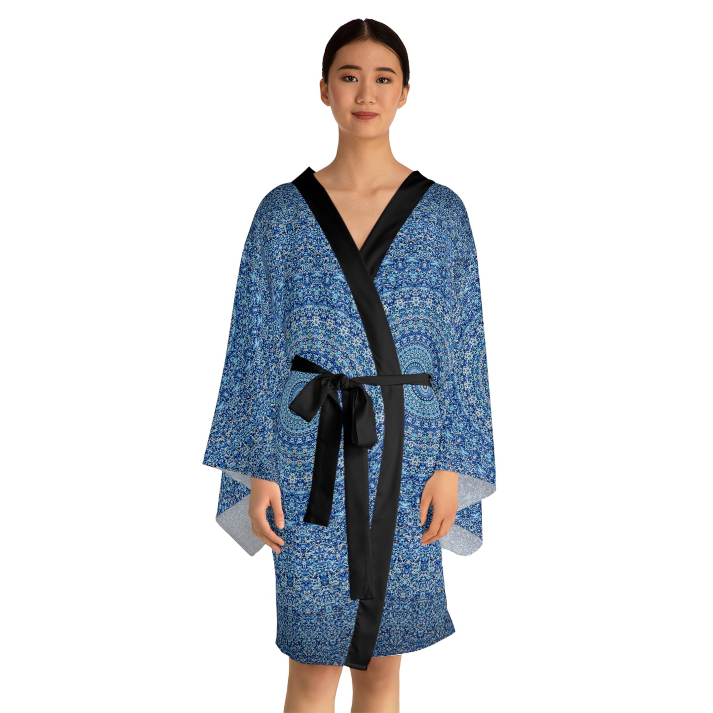 Mandala Azul - Bata tipo kimono de manga larga Inovax