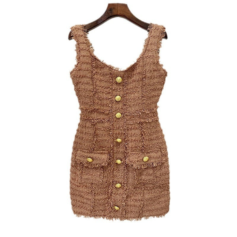 Robe à bretelles en tweed personnalisée pour femmes