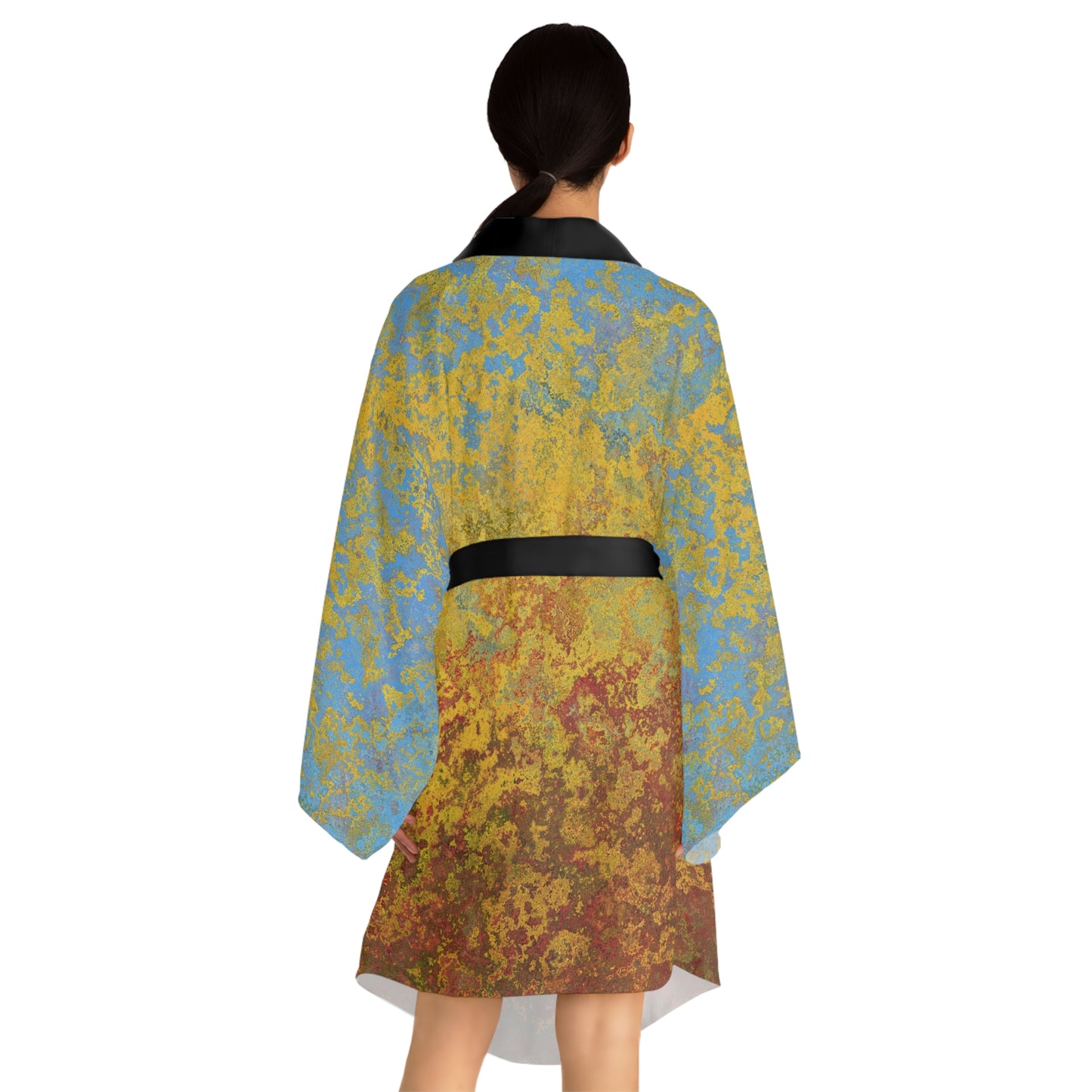 Taches dorées et bleues - Robe kimono à manches longues Inovax