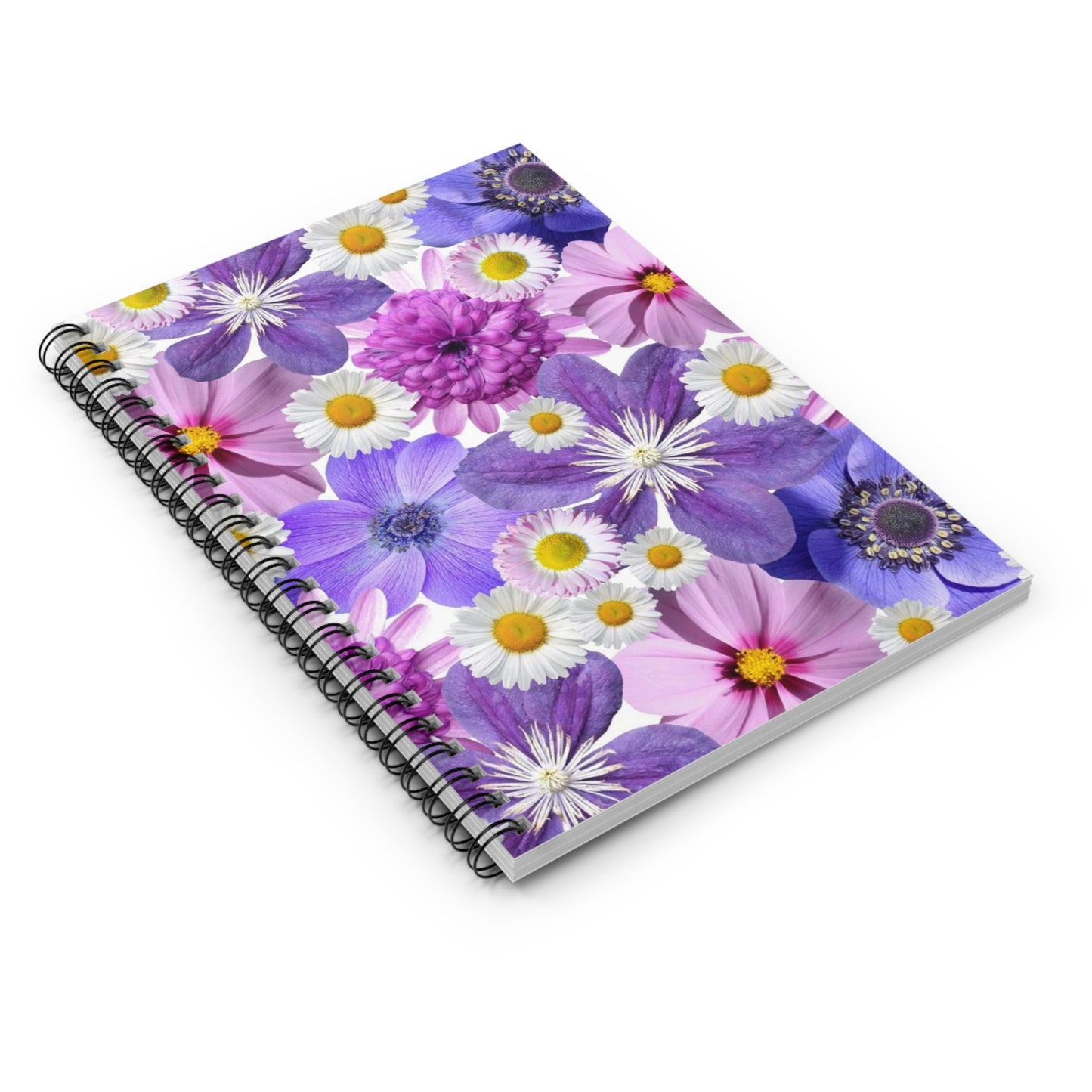 Fleurs violettes - Carnet à spirale Inovax (ligne lignée)