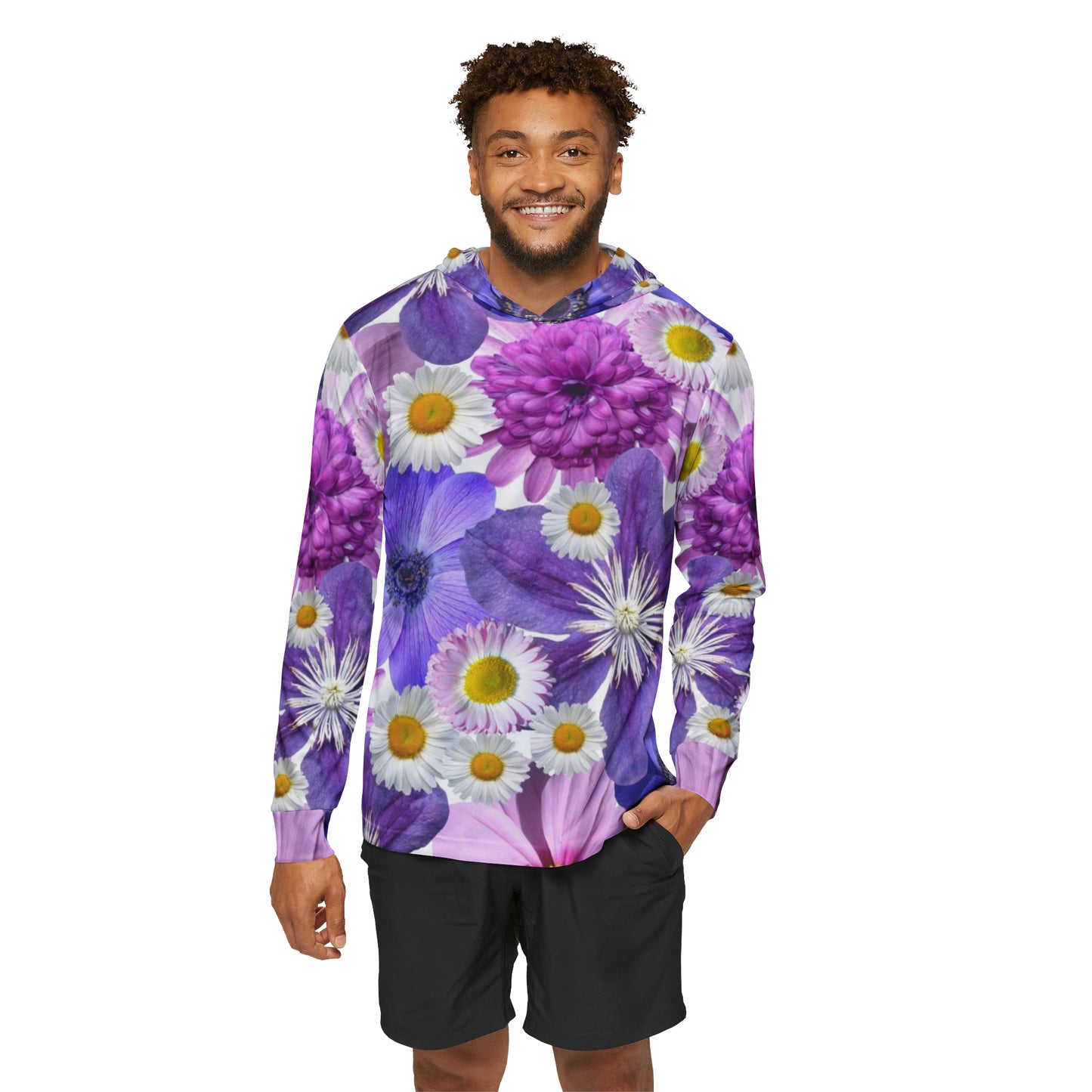 Fleurs violettes - Sweat à capuche d'échauffement sportif pour hommes