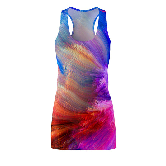 Neon Splash - Vestido con espalda cruzada cortado y cosido para mujer Inovax