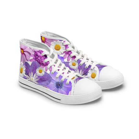 Purple Flowers - Inovax Women's Hight Top Sneakers