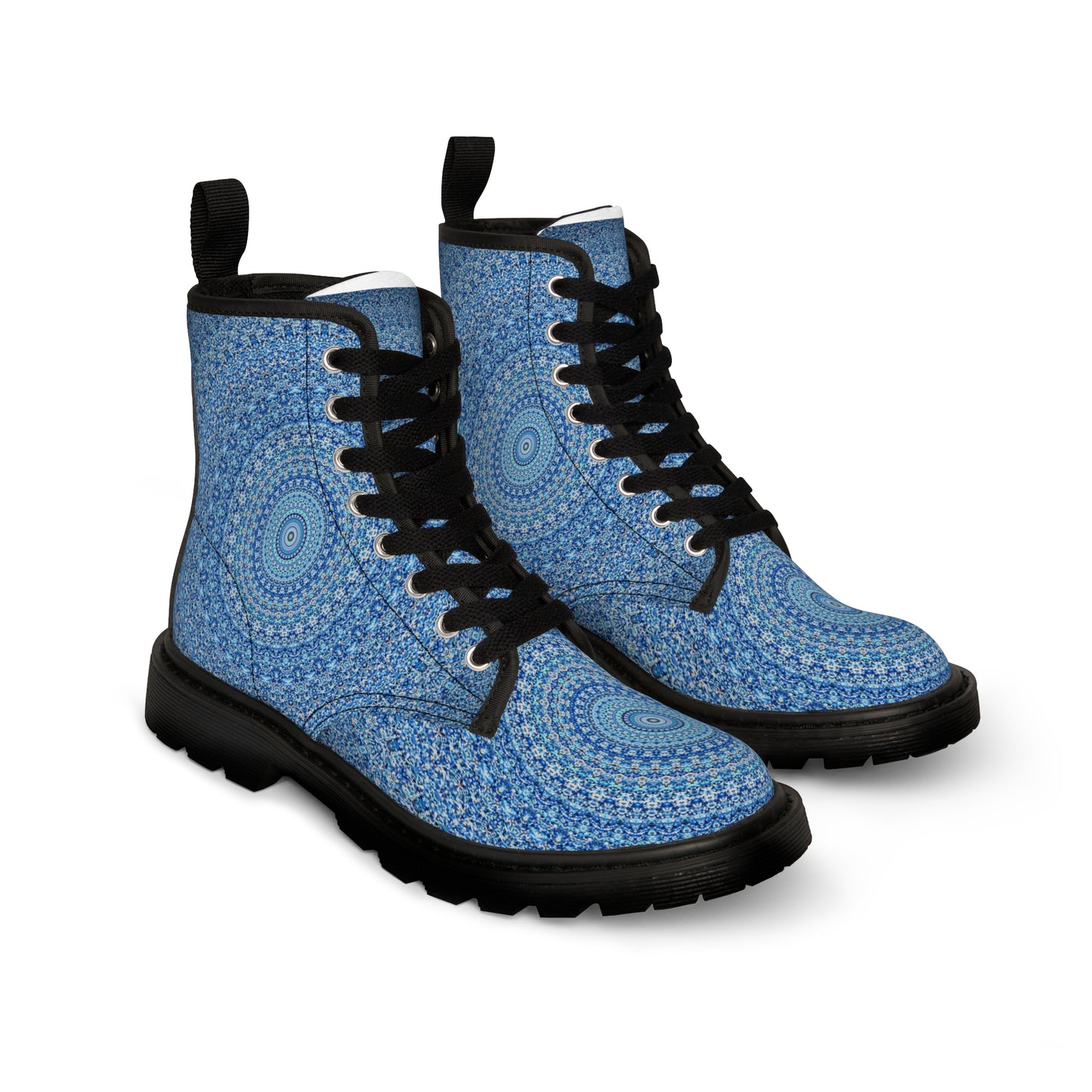 Mandala Bleu - Bottines en Toile pour Femme Inovax