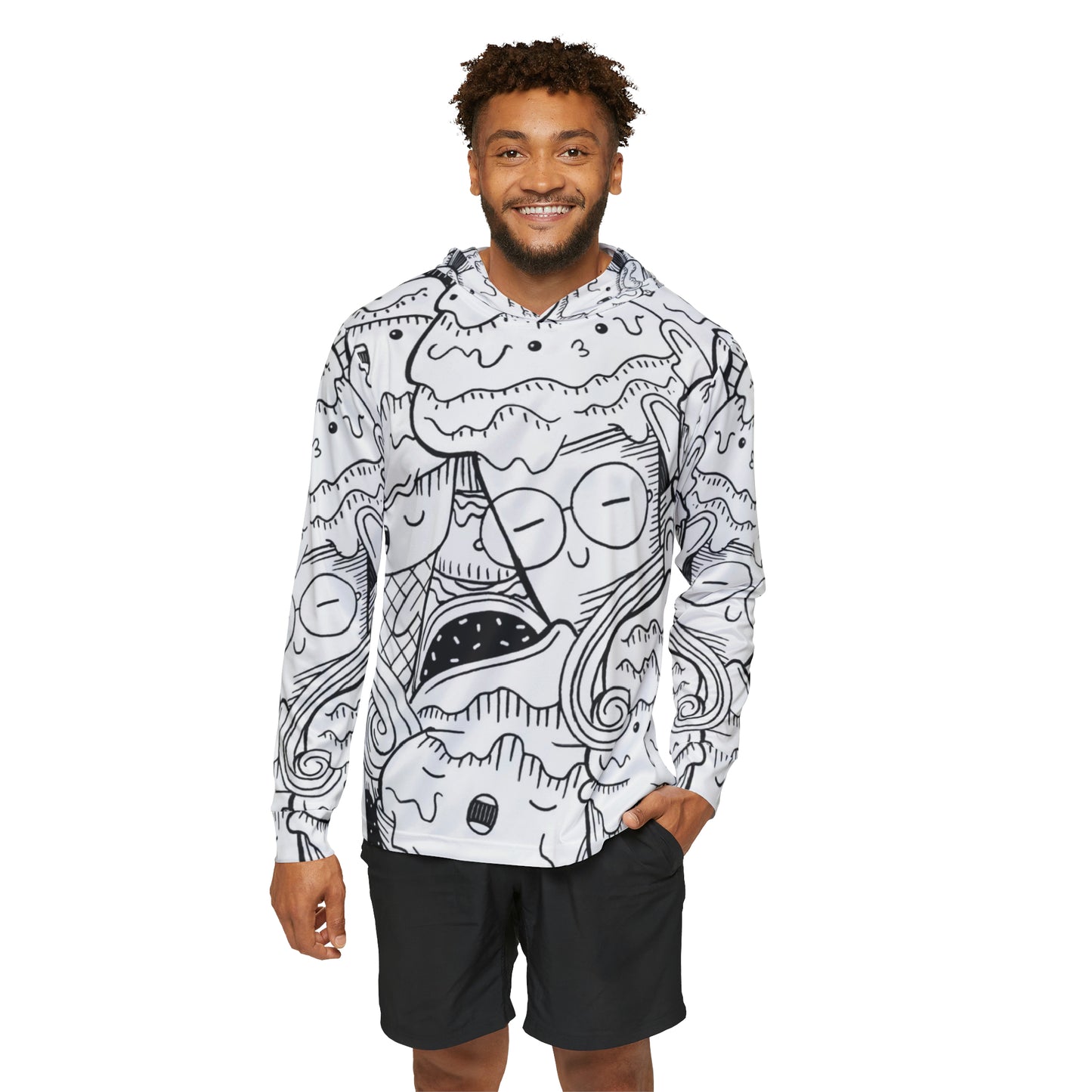 Doodle Icecream - Sweat à capuche d'échauffement sportif pour hommes