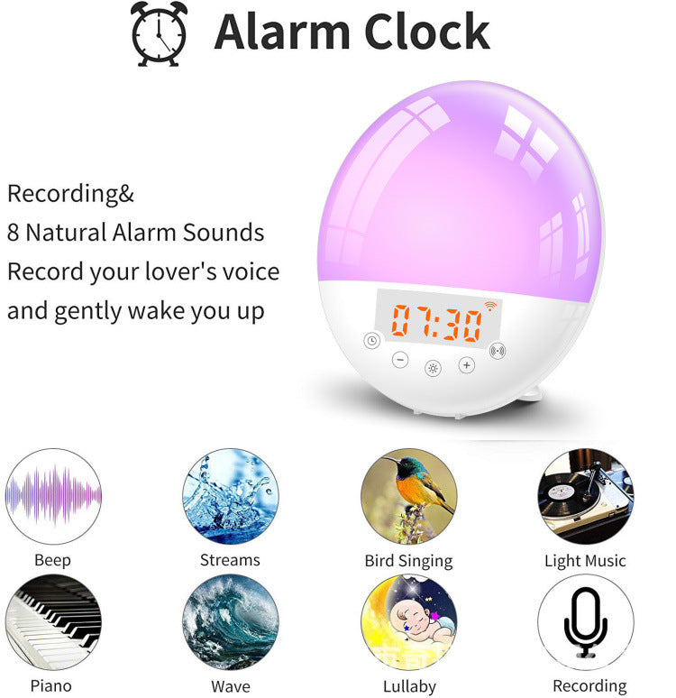 Reloj despertador inteligente con luz de amanecer y control de voz por wifi, luz natural para despertarse