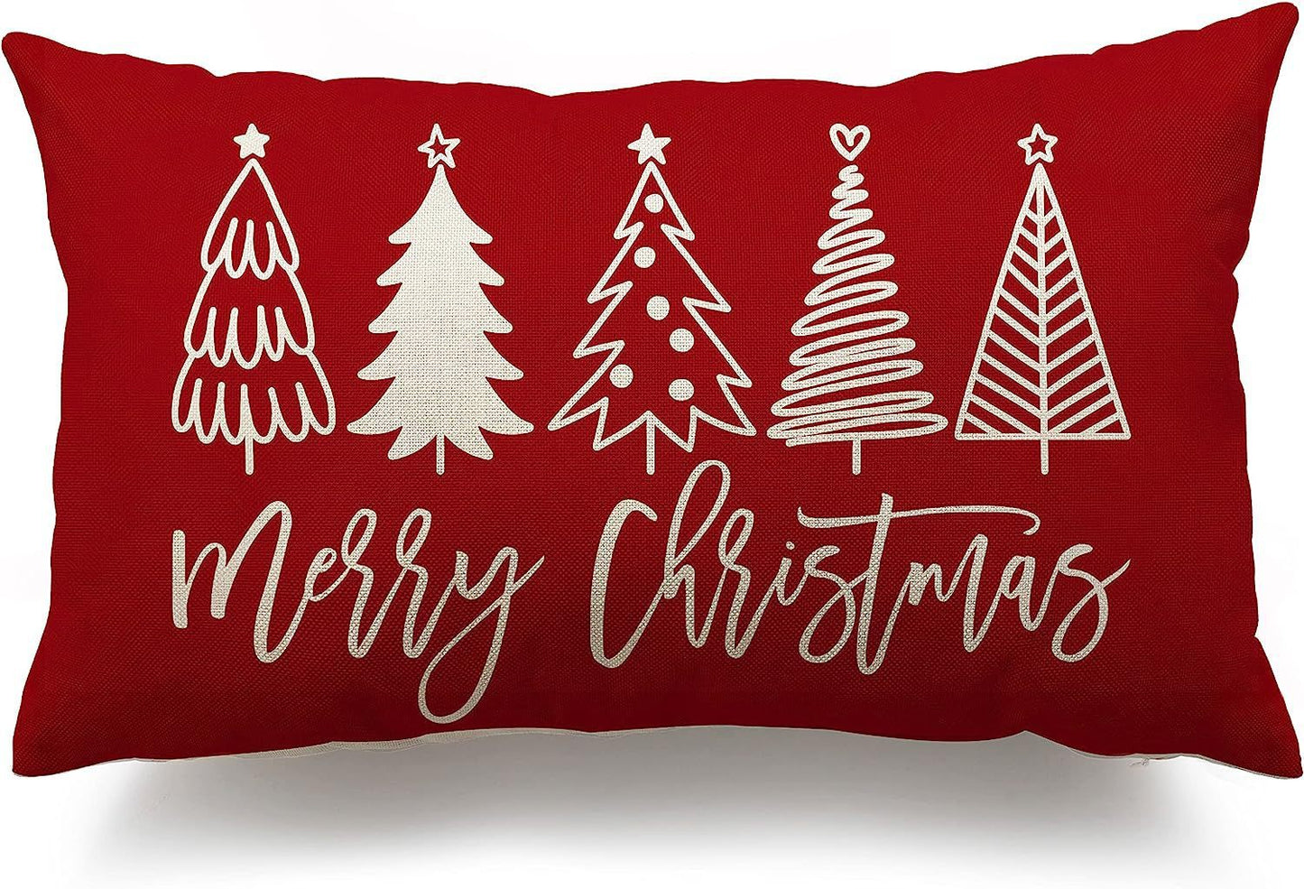 Funda de almohada de lino sencilla para Navidad, decoración para el sofá del hogar