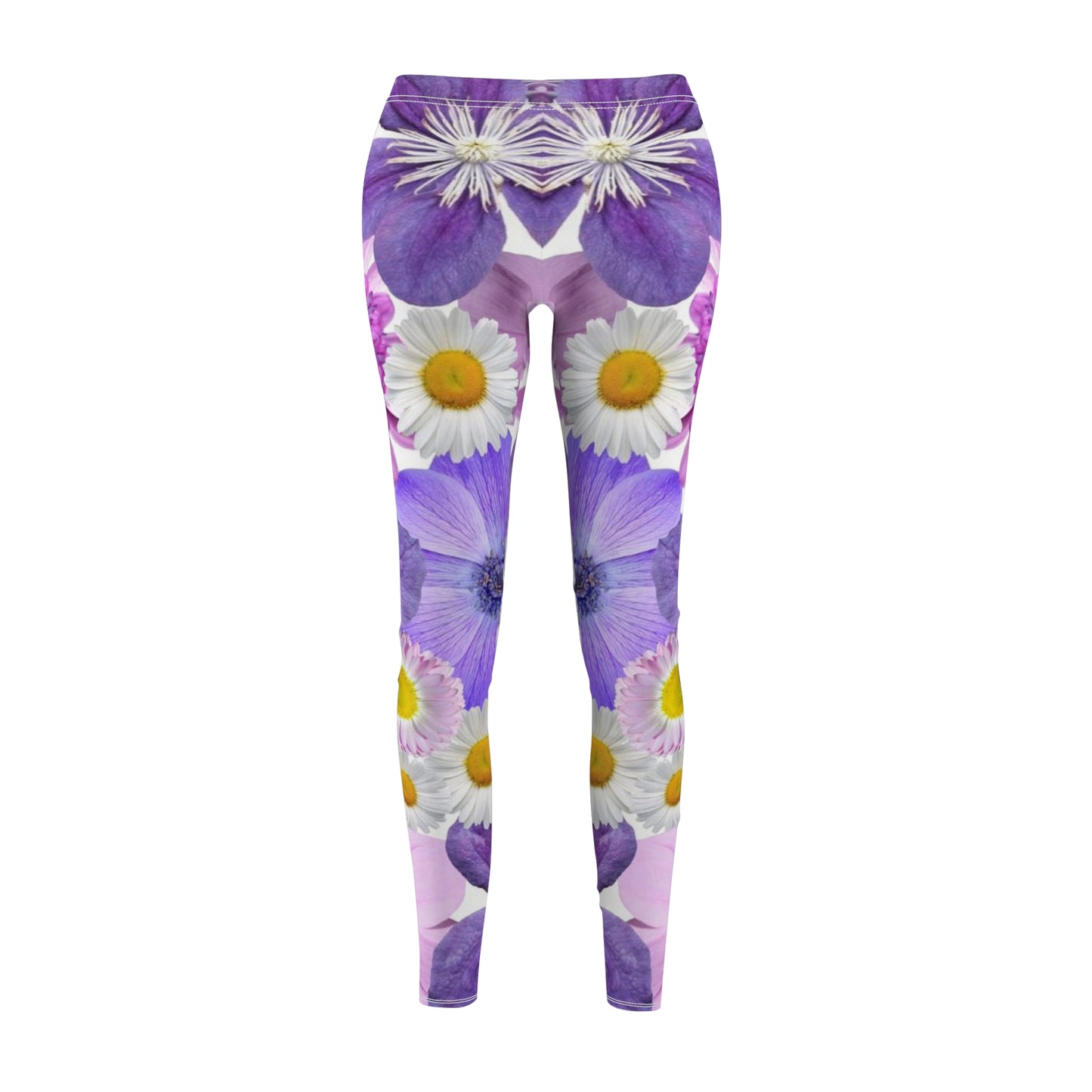 Fleurs violettes - Leggings décontractés coupés-cousus Inovax pour femmes