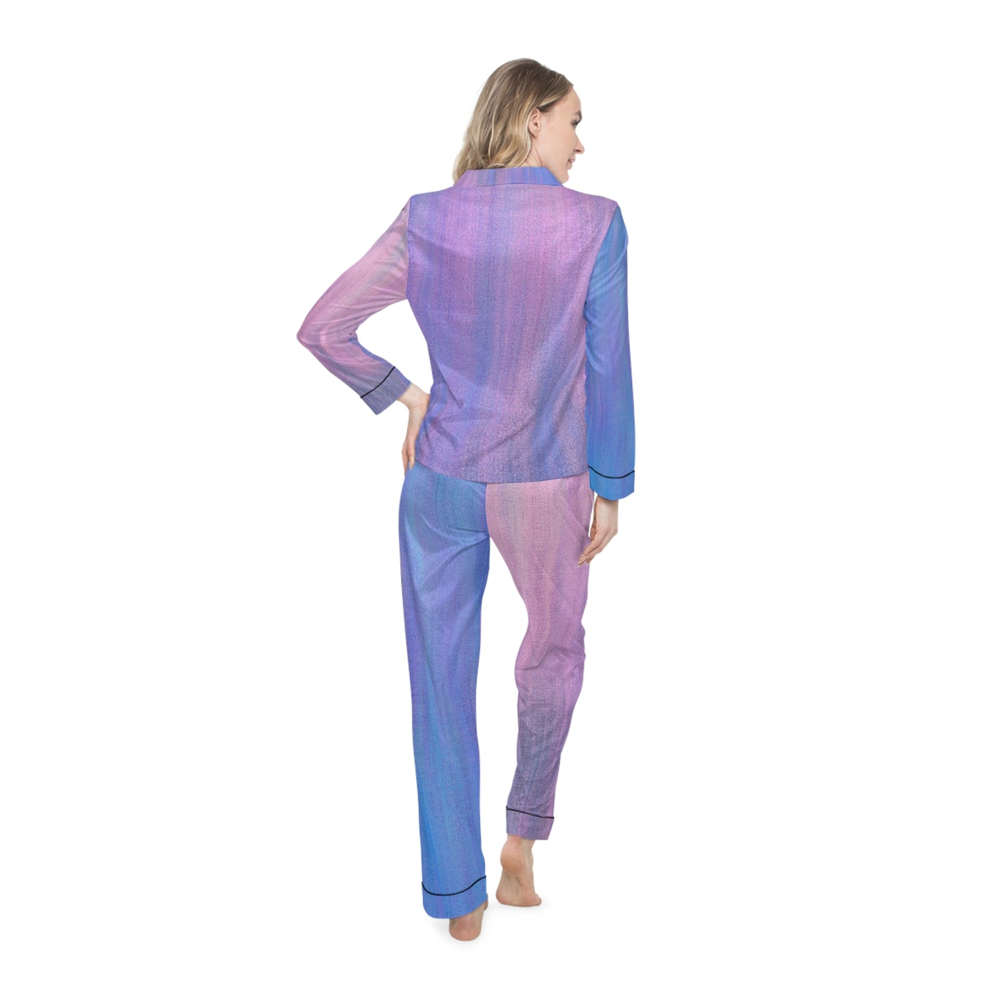 Azul y Morado Metálico - Pijama de Satén para Mujer Inovax