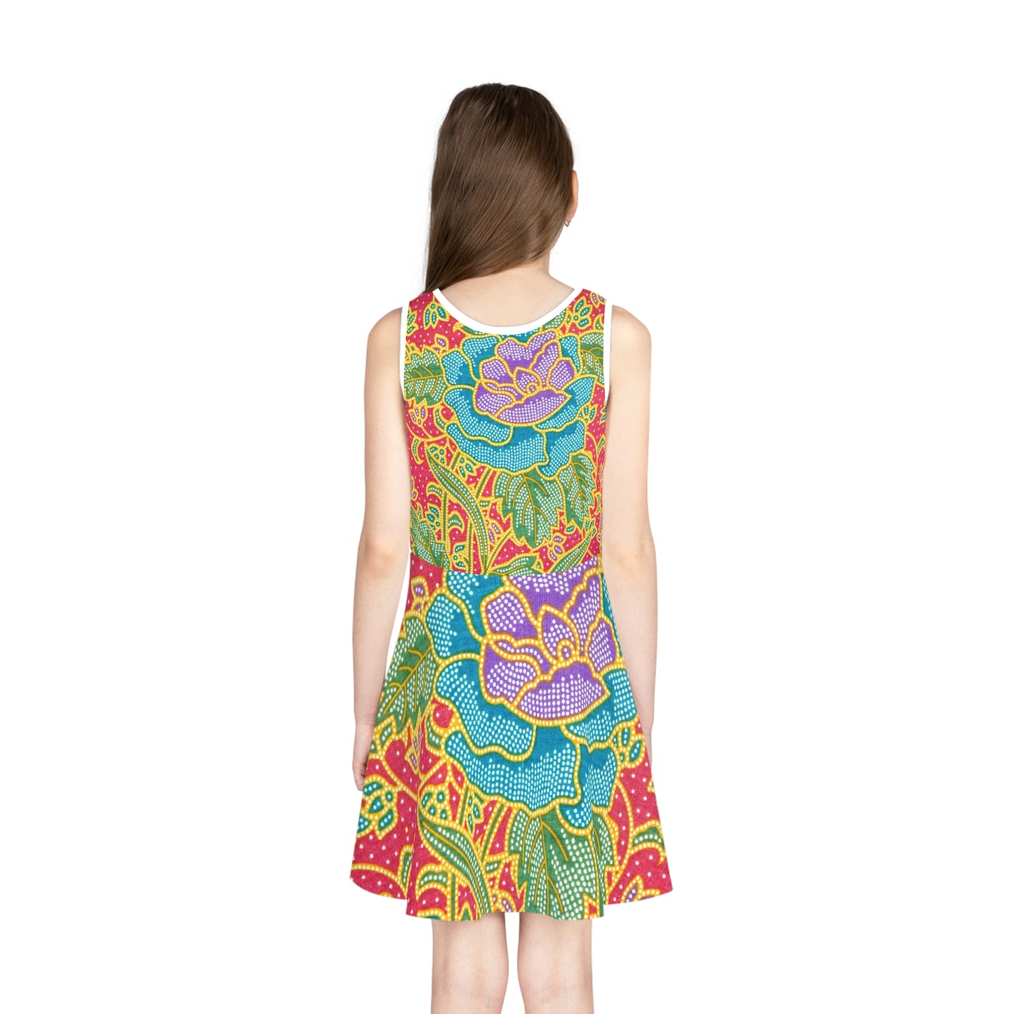 Green and red flowers - Inovax Girl's Sleeveless Sundress