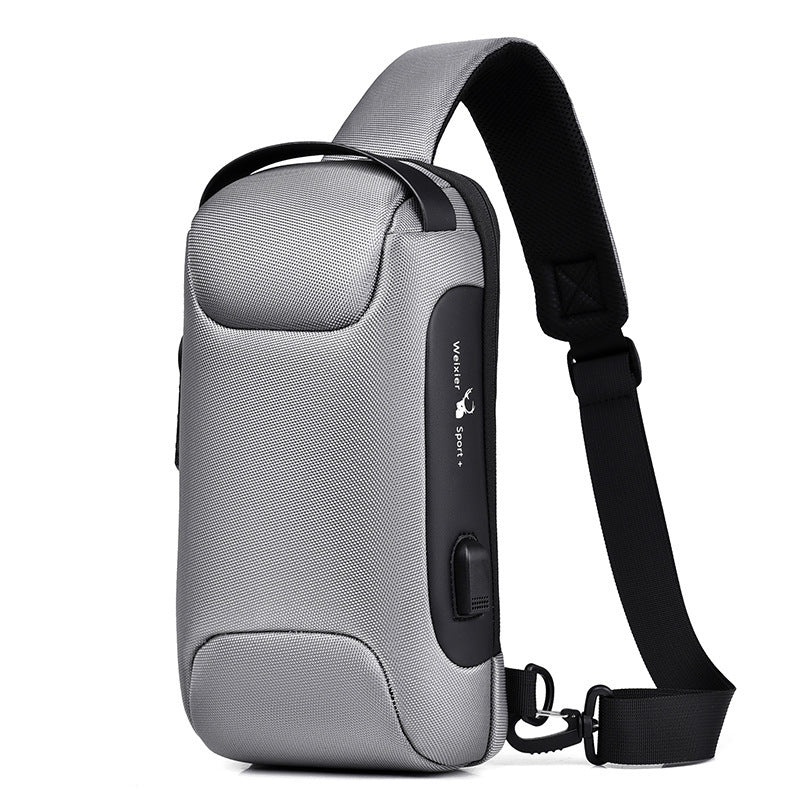 Bolso antirrobo USB impermeable para hombre, bolso de hombro tipo bandolera Oxford, bandolera de viaje corta multifunción, paquete de pecho