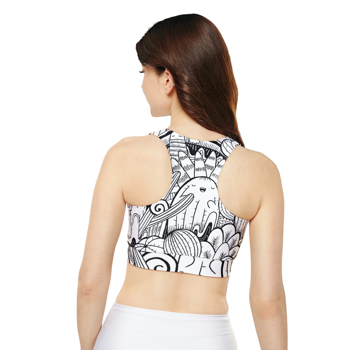 Doodle Cactus - Inovax Padded Sports Bra