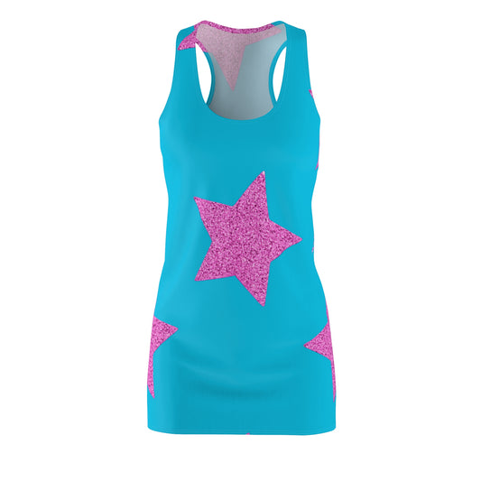 Pink Stars - Vestido con espalda cruzada cortado y cosido para mujer Inovax