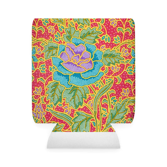 Green and red flowers - Inovax Can Cooler Sleeve