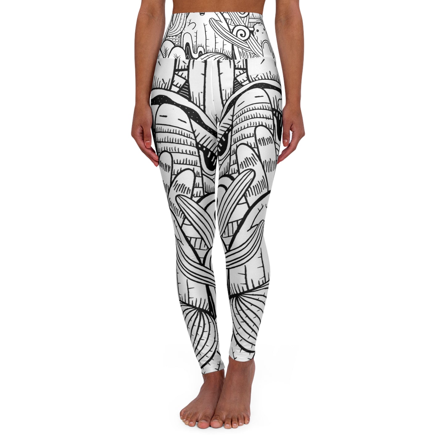 Doodle Cactus - Inovax High Waisted Yoga Leggings