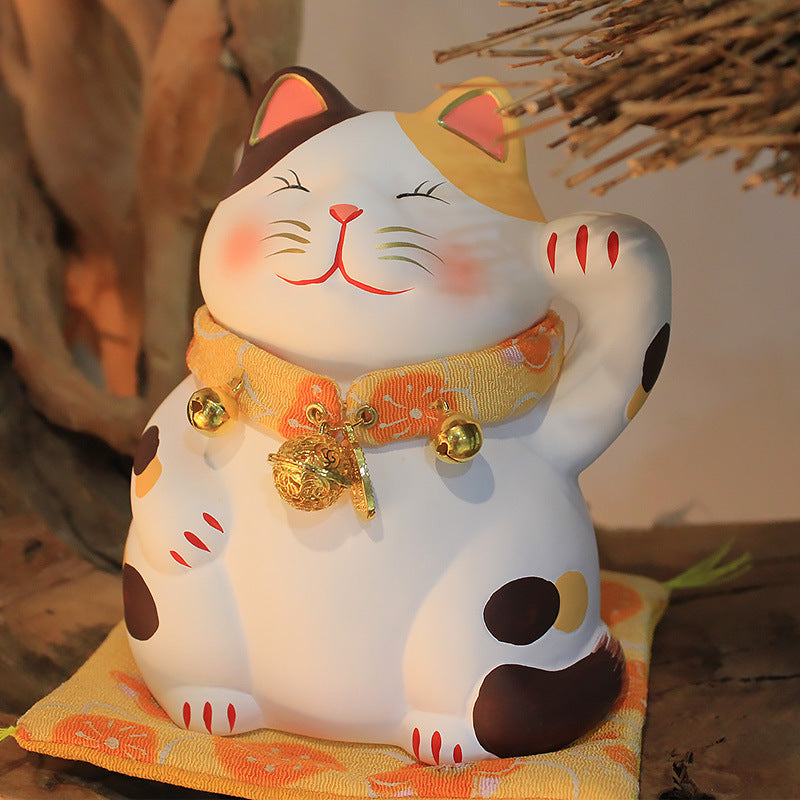 Decoración de cerámica para gatos, decoración japonesa para gatos de la suerte, bendición para mascotas, decoración para el hogar